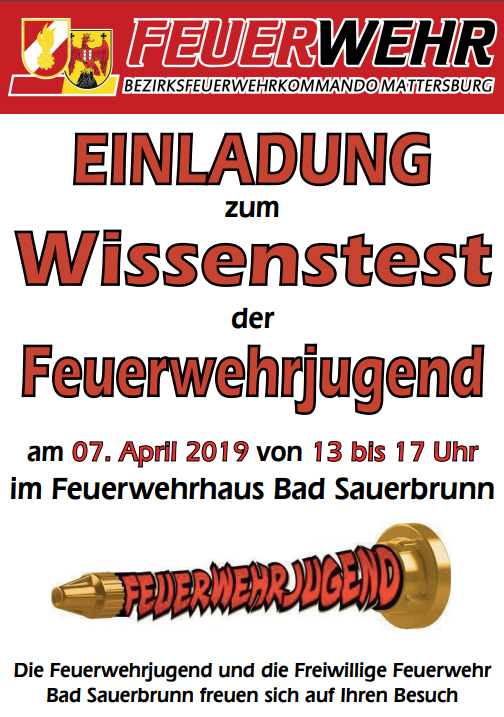 Wissenstest Feuerwehrjugend am 7.4.2019